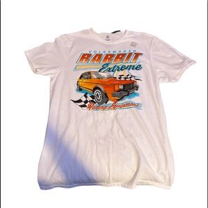 Volkswagen VW Rabbit Extreme Racing Equipment Beige T-Shirt Tee Men's Sz Small
